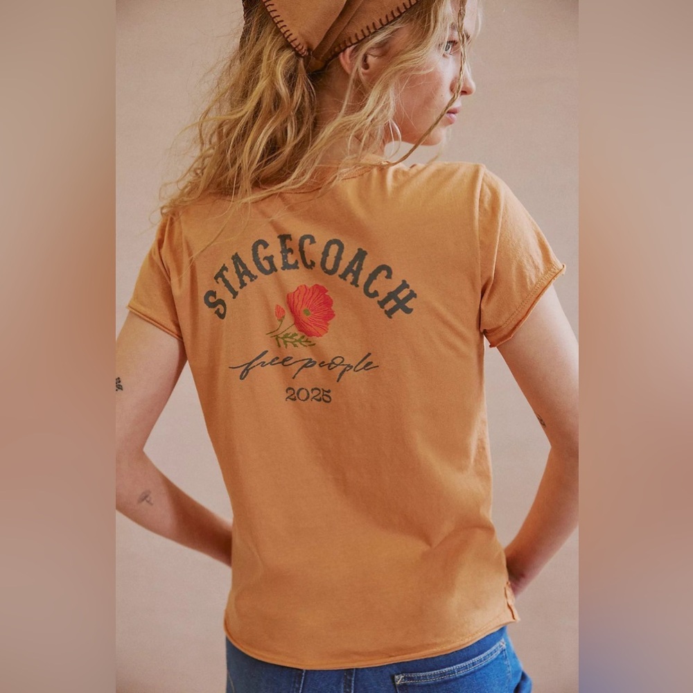 NWOT Free People  X Stagecoach tee Medium  100% Organic Cotton - Picture 3 of 9